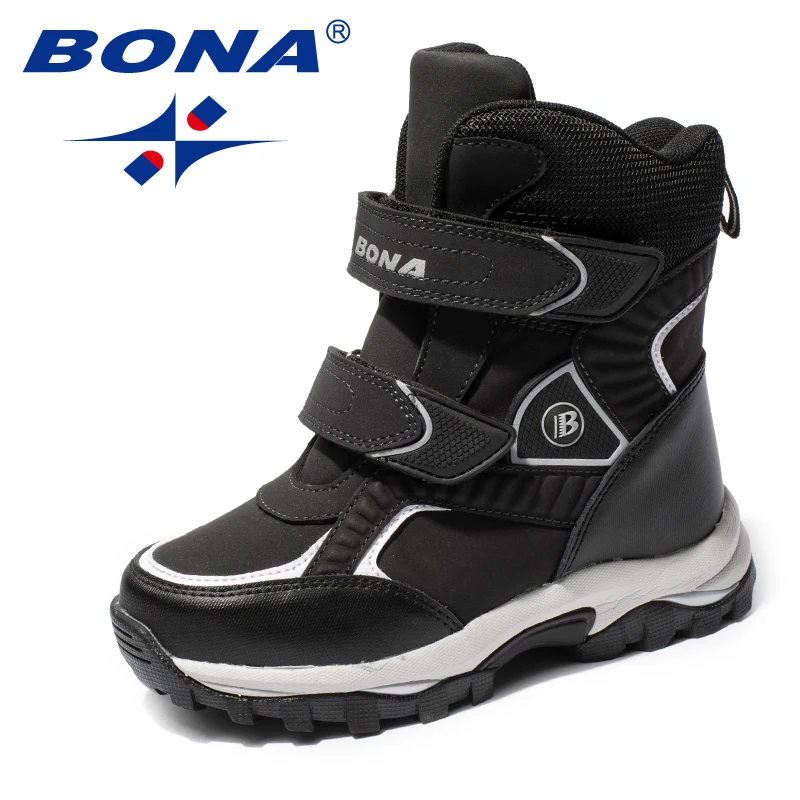 Children Boots BONA New Classics Style Hook & Loop Boys Snow Leather Ankle Outdoor Fashion Sneakers