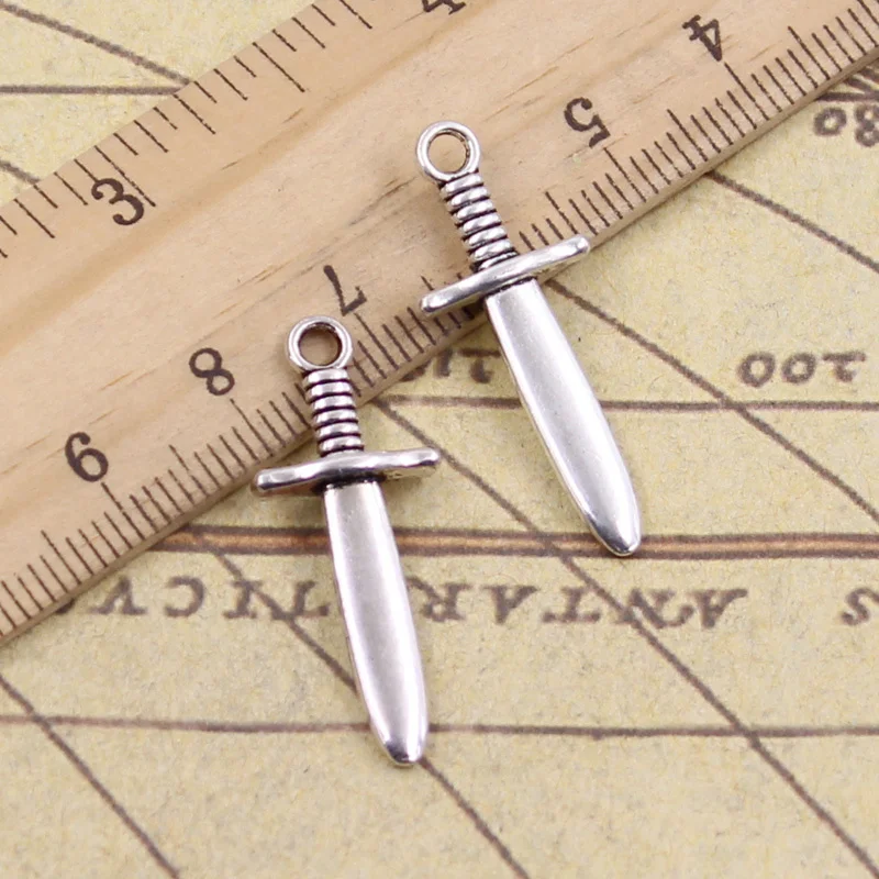 20 шт. Подвески Dagger Poniard 30x12x4 мм тибетские бронзовые Серебристые подвески поделки