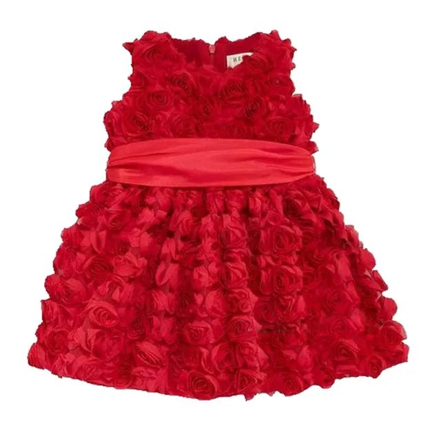 5T Red 3D Flower Girl Dresses For Party And Wedding Girls Summer Dress