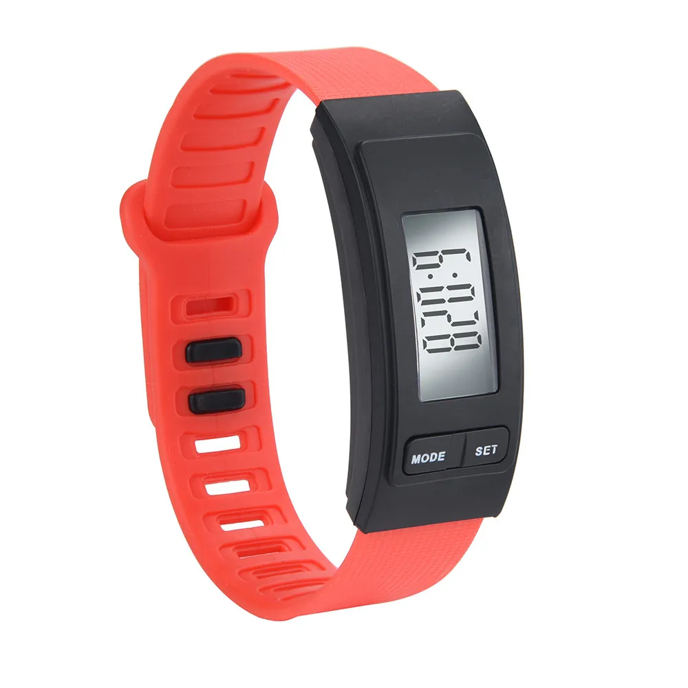 Спортивные часы-браслет с дисплеем, фитнес-датчик, шаговый трекер, цифровой ЖК-дисплей, шагомер для бега, шаговый счетчик калорий@ 50 - Цвет: Red