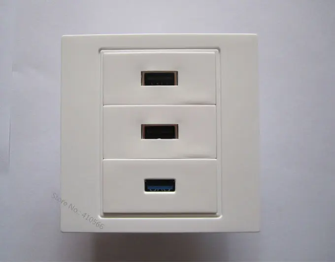 Newest Worldwide Multimedia USB Ports Wall Face Plate Outlet USB2.0 USB