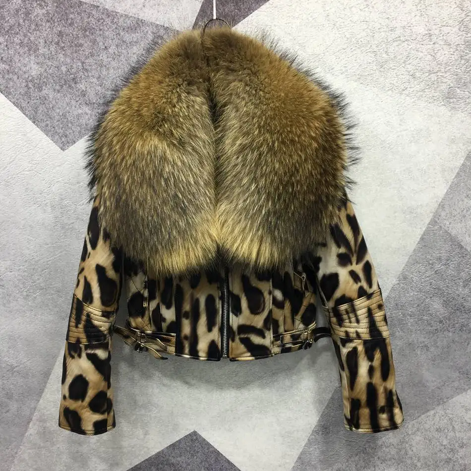 lady leopard leather jacket women real fur (9)
