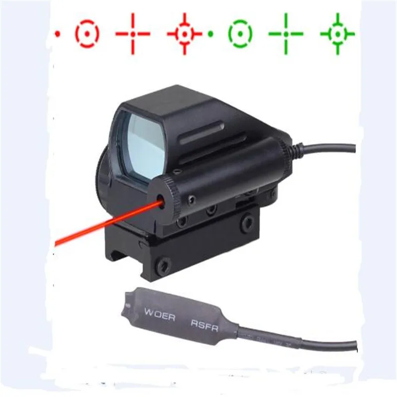

Holographic Laser Sight Scope Reflex 4 Red Green Dot Reticle Picatinny Rail Red Green Dot Reflex Scope 4 Reticles w/ Red Laser