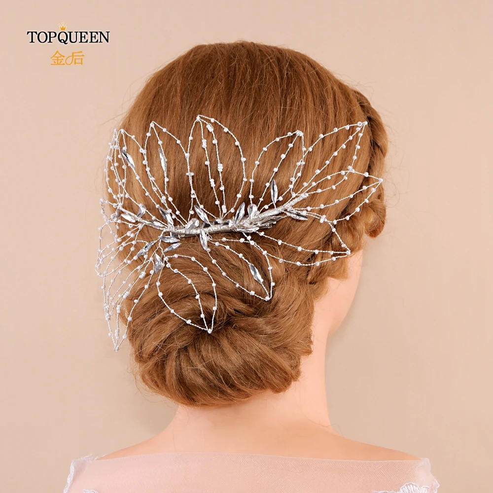 

TOPQUEEN HP255 luxury clear rhinestone slive beading wedding hair vine headband bridal headpieces women head jewelry hair tiara