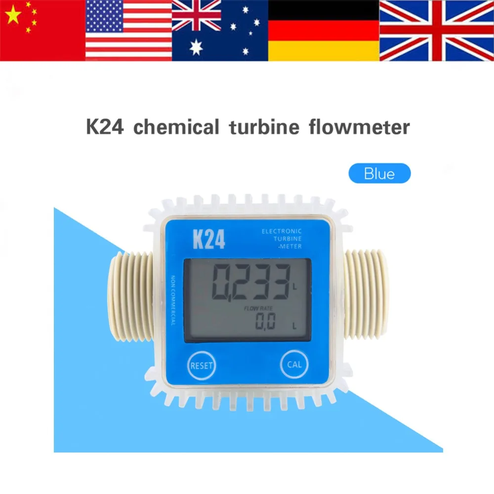 

1 PC K24 Turbine Digital Diesel Fuel Flow Meter LCD Digital Water Flow Meter 20BAR Liquid Flowmeter Water Meter Rotameter