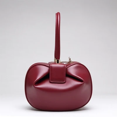 Натуральная кожа Hobos Европейский стиль винтажные женские сумки форма для пельменей сумки с ручкой сверху мини сумки - Цвет: Красный