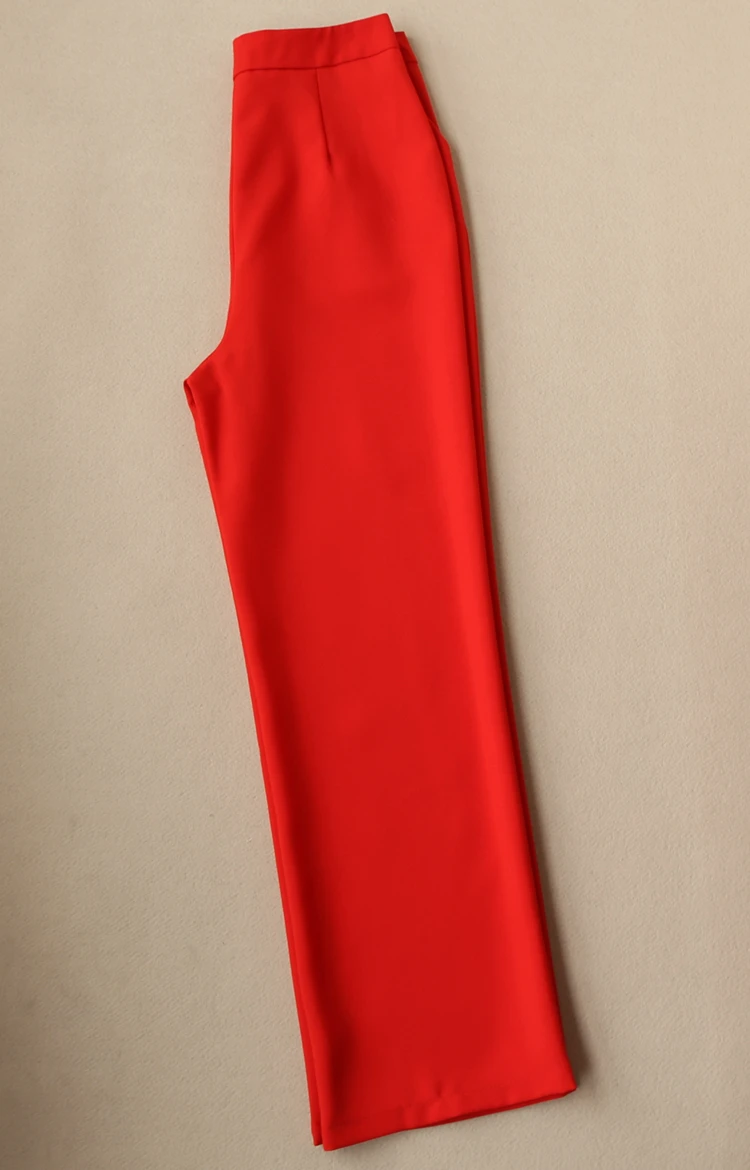 Женский красный костюм женский Осень Новая Женская Весенняя мода темперамент широкие брюки два комплекта прилива OL деловые костюмы