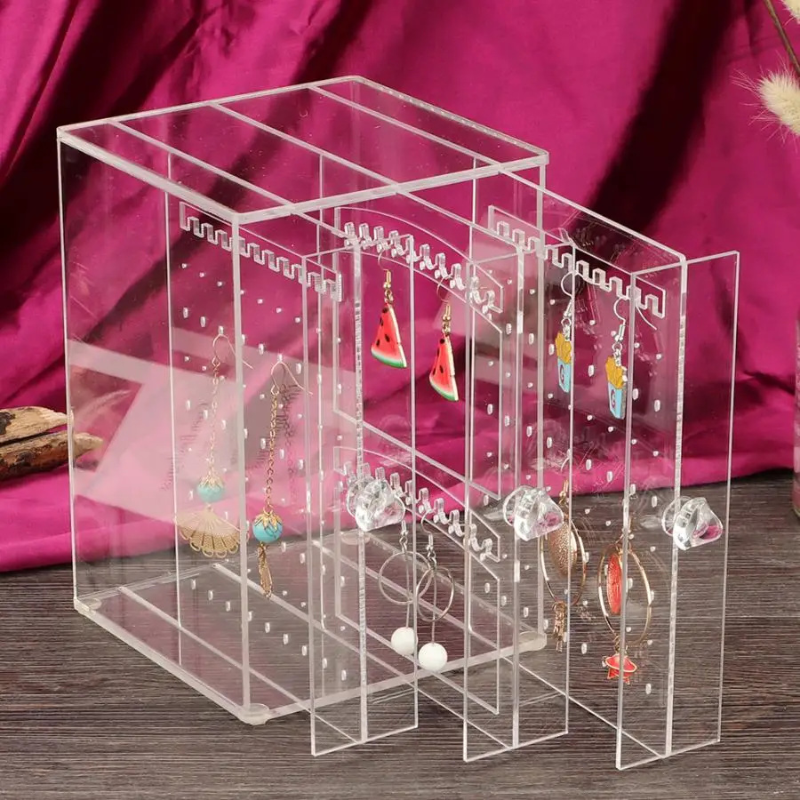 Полипропиленовый прозрачный стеллаж для ювелирных изделий, подставка-органайзер для ожерелья, браслетов, сережек, модный подвесной органайзер для украшений, хранения c - Цвет: Transparent 3 Door