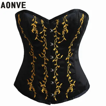 

AONVE Steampunk Corset Gothic Bustiers Waist Trainer Corsets Modeling Strap Body Shapers Corselet Lace up Embroidery Corcepet