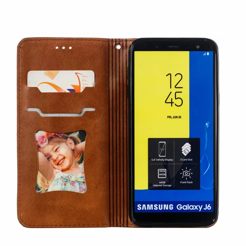 Бумажник с застежкой-молнией кожаный чехол для samsung Galaxy J8 J6 J4 Plus A6 A7 A8 J3 J5 J7 Note 9 8 чехол-книжка на магните чехол для телефона чехол