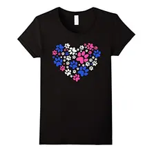 Женская футболка с изображением животного котенка собачья лапа и сердце,, женская футболка, хлопковые повседневные топы, модные летние сексуальные футболки