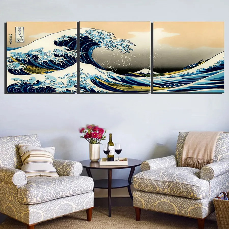 Japan 3 Piece The Great Wave Off Kanagawa by Katsushika Hokusai Gallery
