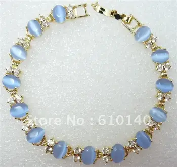 

6PCS Jewellery pretty natural blue opal bracelet 7.5"