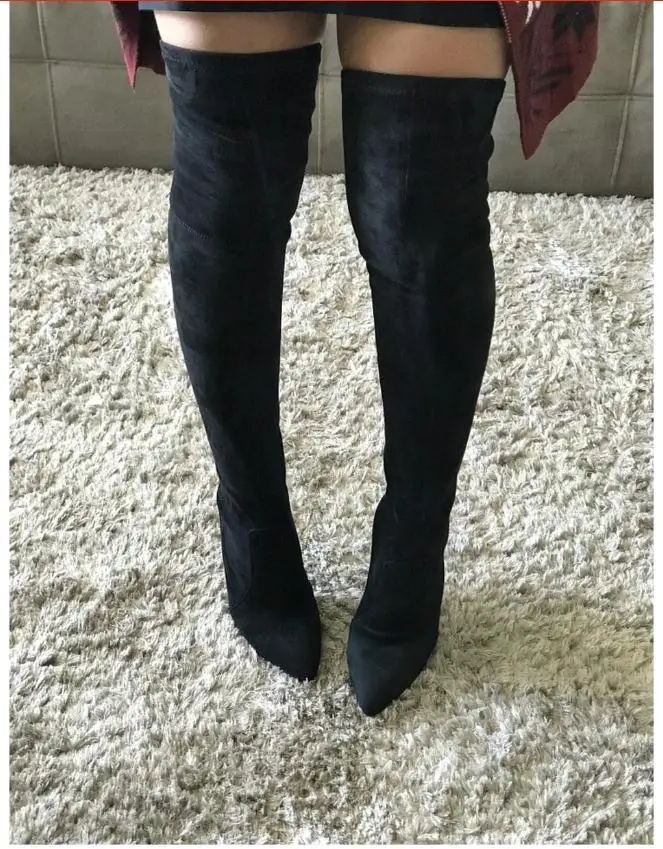 Г. Весенне-осенние женские сапоги облегающие высокие сапоги до бедра модные ботфорты обувь на высоком каблуке Женская обувь, Sapatos D-226