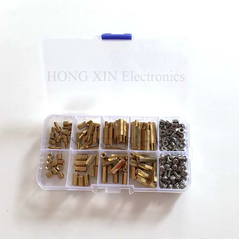200pcs/set Brass Standoff Spacer M3 Stainless Steel Screw Nut Brass