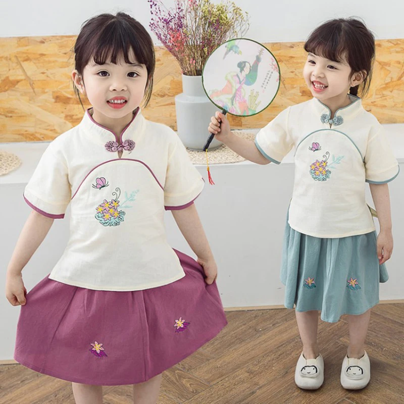 

Hanfu Ancient Chinese Traditional Costume Girls Folk Fairy Outfits Tang Suit For Kids Stage Dance Performance Dress SL1169