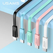 Кабель USAMS type-C для зарядки и передачи данных короткий 0,6 м 1,2 м плоский кабель USB C для samsung S9 S10 Galaxy huawei P20 USB-C кабель