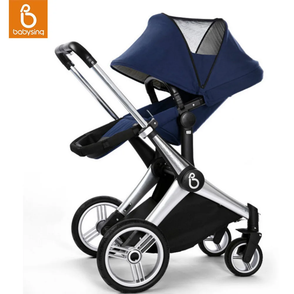 Babysing Baby Stroller Foldable Outdoor Strolling Pram Wide Seat Safety Off Road Strollers Infant Carriage Adjustable Pushchair