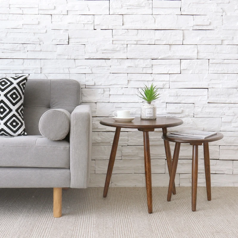 Small coffee table combination oak wood corner modern minimalist creative oval solid wood sofa side table Small coffee table combination oak wood corner modern minimalist creative oval solid wood sofa side table