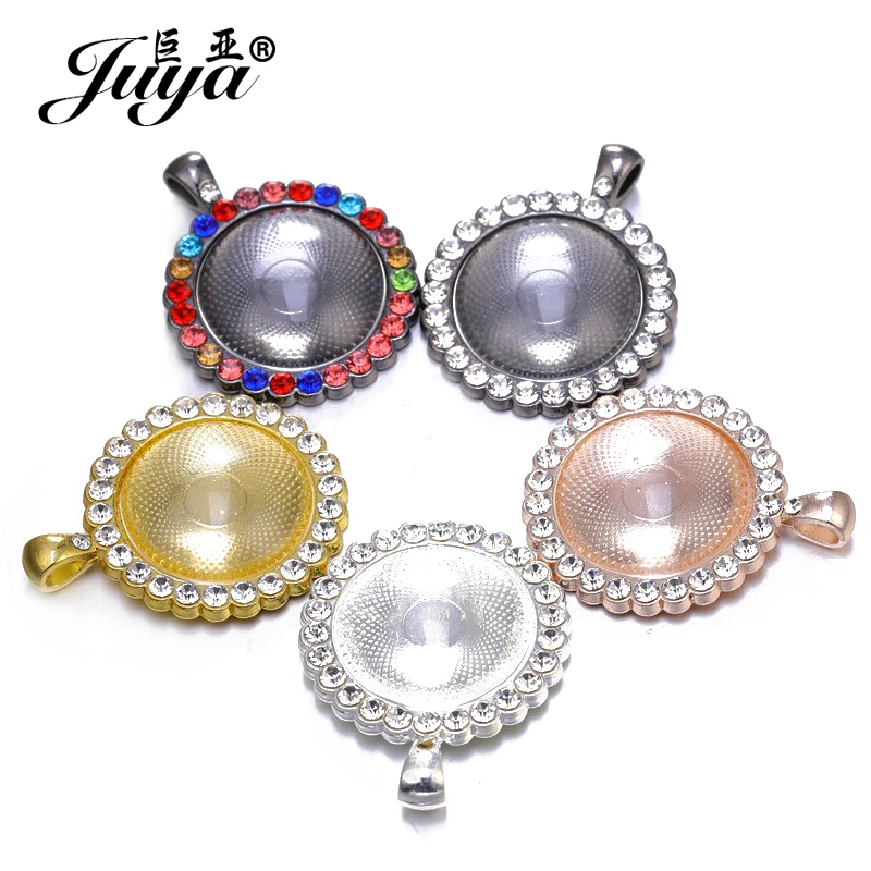 

5pcs/lot 25mm Inner Size Colorful CZ Zircon Classic Pattern Fit 25mm Glass Cabochon Base Setting DIY Jewelry Making Accessories