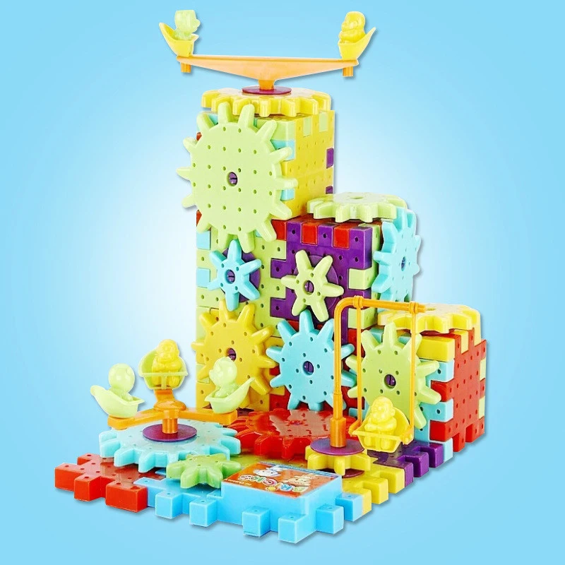 81 шт электрических Шестерни 3d Puzzle Набор здания Шестерни блоки в виде снежинок обучающие игрушки для детей Строительство игрушки с коробкой