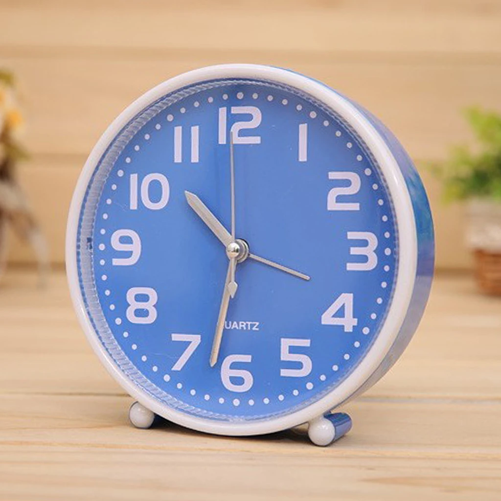 Portable Non-ticking Alarm Clock 5 Inch Candy-colored Table Clock with Night Light Home Desk Decor