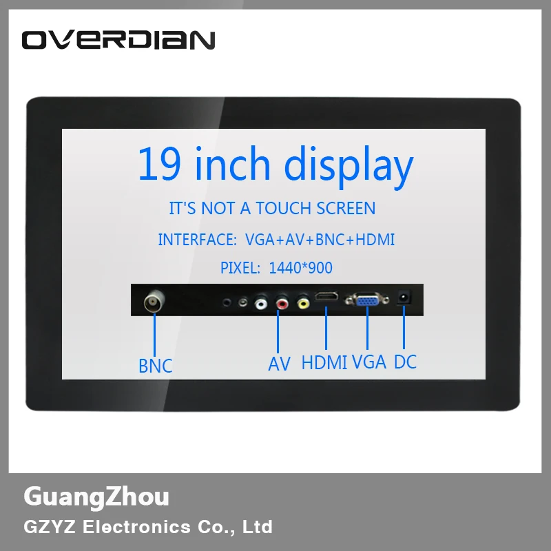 

19" VGA/HDMI/BNC/AV Interface Metal Frame Industrial Lcd Wide Screen Monitor 1440*900 Non-touch Screen Buckle Fixed Display