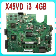 Original X45VD for ASUS laptop motherboard X45VD REV3.0 i3 4GB RAM Mainboard NVIDIA GeForce GT610M with DDR3 VRAM 100% test