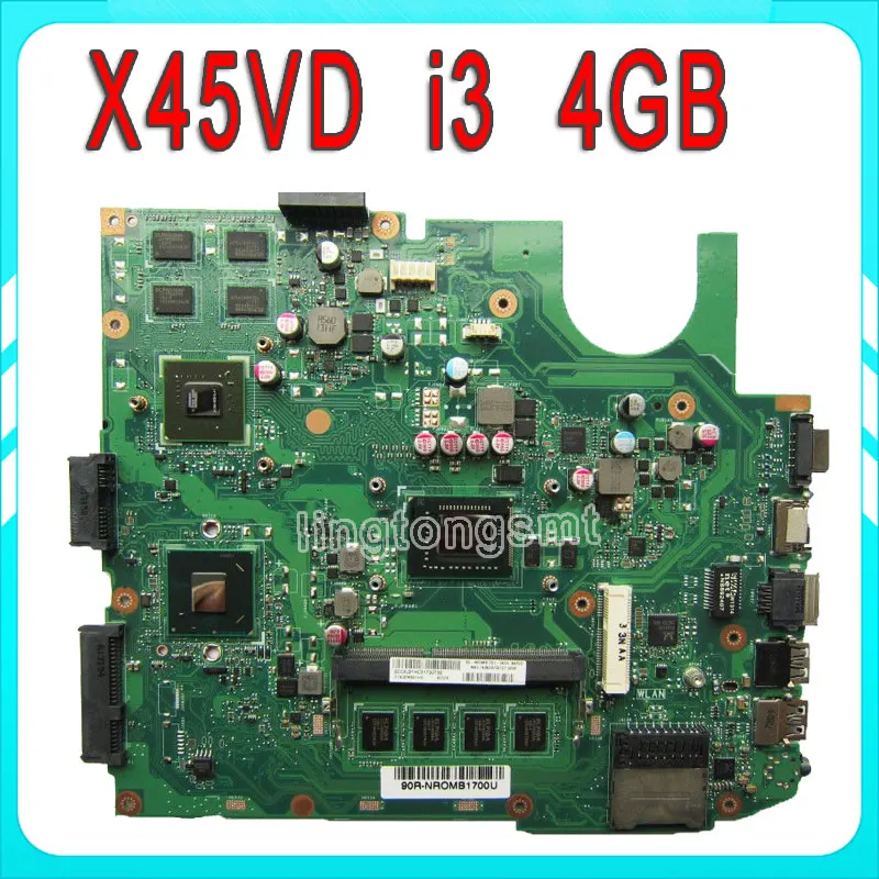 Original X45VD for ASUS laptop motherboard X45VD REV3.0 i3 4GB RAM