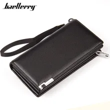 Baellerry Hot New Brand Design zipper Fashion black Real leather men wallets long casual brown purse Clutch carteira masculina