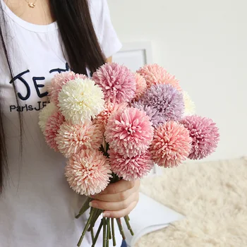 

Artificial Flowers Dandelion Flores Bouquet Pompom Single Head Thorn Ball Artificial Plants Fake Flowers Decoration Home Flowers