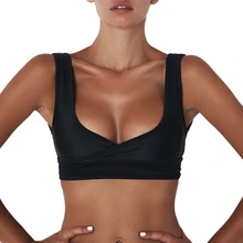 Летний сексуальный женский бандажный бикини, Топы Пуш-ап, Одноцветный топ с низким вырезом на спине, купальник, купальный костюм, пляжная одежда