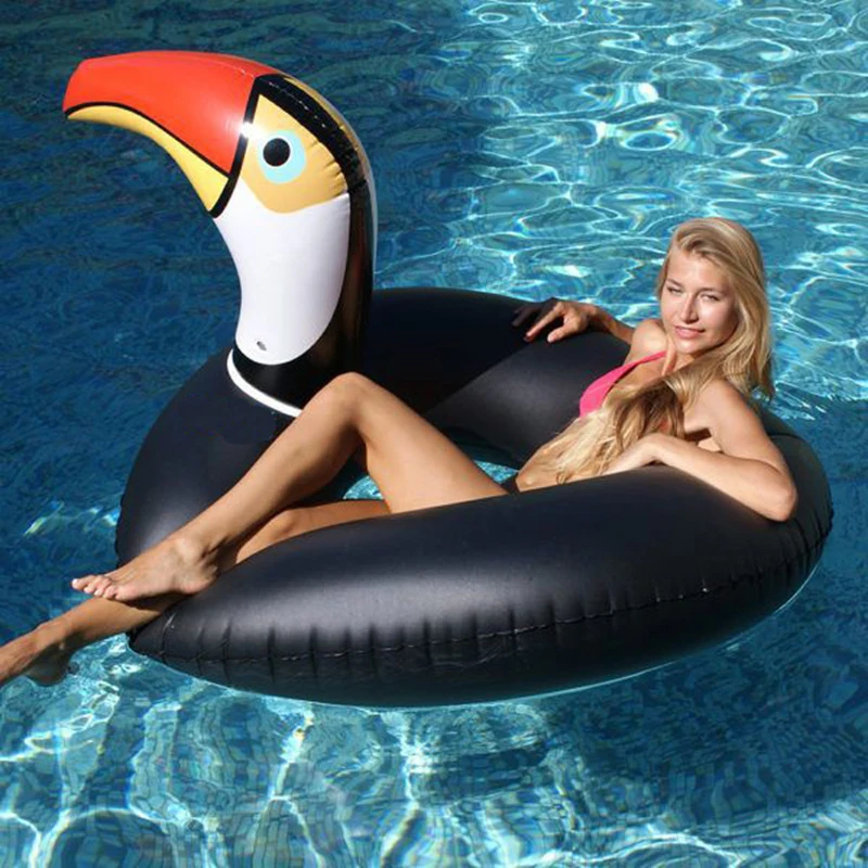 

2019 Blue/Black Toucan Swimming Ring Inflatable Woodpecker Pool Float For Women Men Water Toys Lounger Air Mattress Boia Piscina