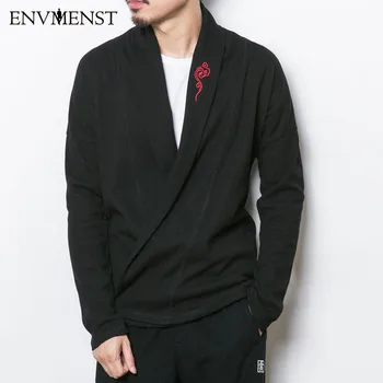 

Brand News Spring autumn Chinese Style Embroidery Men's Sweater Cardigan Embroidery V Neck Belt cardigan Big size 3XL