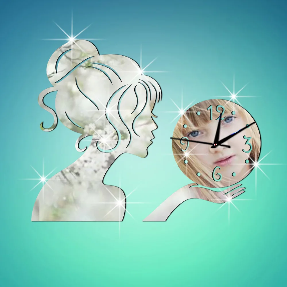 

Girl's clock mirror wall stickers wedding room girl's room kindergarten sitting room TV sofa background decoration wall stickers