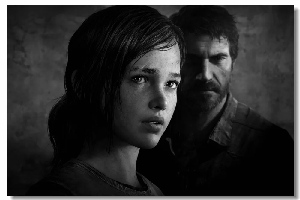 Custom Canvas Wall Decor Joel Ellie Poster The Last Of Us Wallpaper Black  And White Wall Sticker Mural Bedroom Decoration #0577# - AliExpress