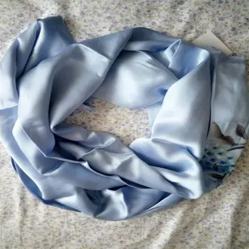 

Silk Scarf Embroidery Scarfs Sky Blue Winter Spring Summer Beach Scarf Lady Gift Natural Fabric High Quality Free Shipping