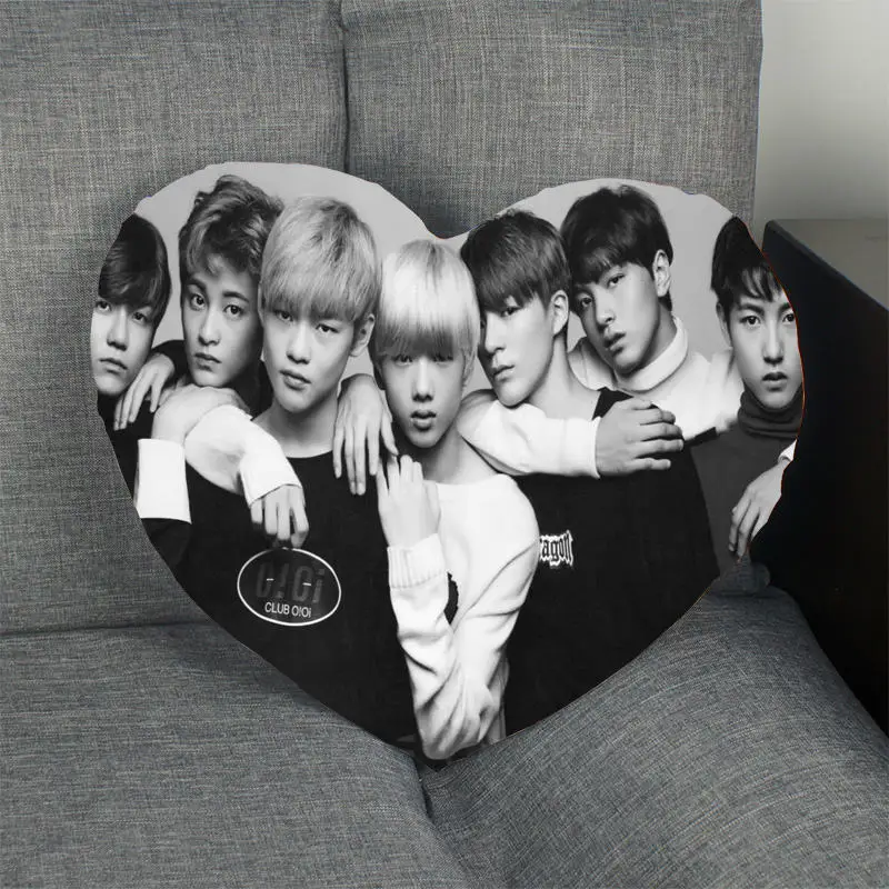 New Kpop Pillow Case NCT Heart Shape Satin Fabric Pillow Cover For Home Bedroom Wedding Decorate Pillow Cases - Color: 1