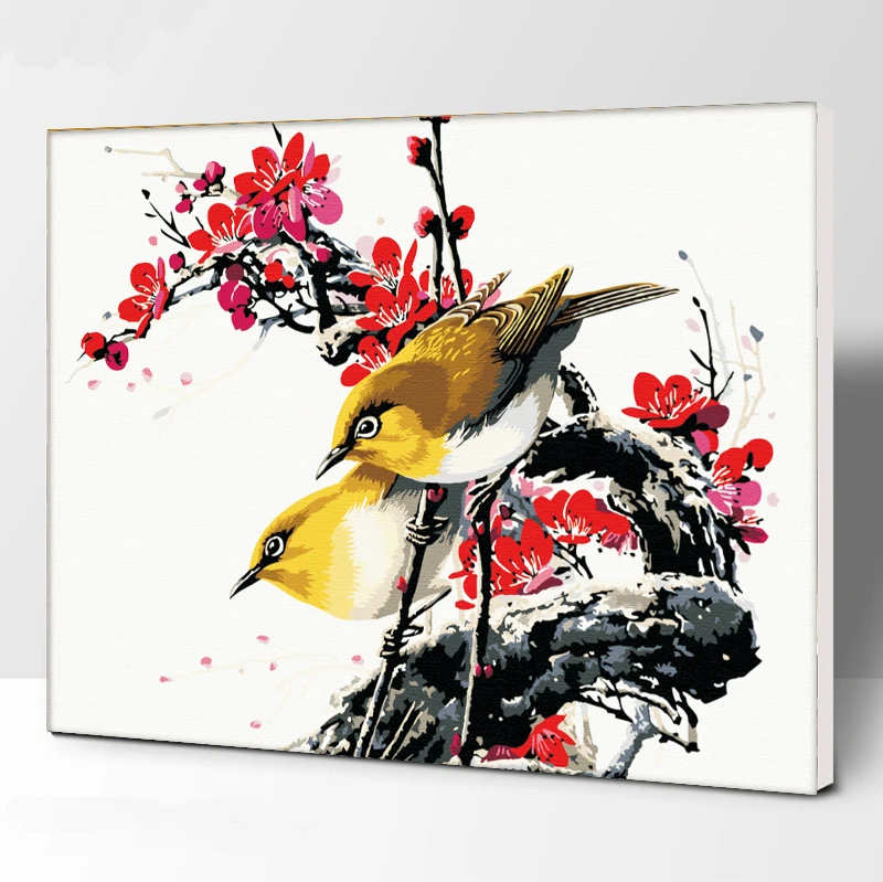 

Love birds DIY Digital Oil Painting By Numbers Europe Abstract cotton Painting for Living Room Wall Art no framed 40x50