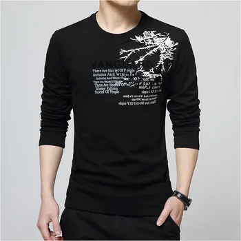 

Men's O neck T Shirt Letter Printing Long Sleeve 95%Cotton T-shirt for Men 2019 New Style spring Autumn Clothes Casual tees