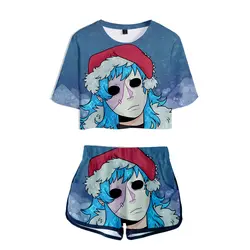 Модные женские комплекты в стиле хип-хоп с 3D-принтом Sally Face s, летние сексуальные комплекты из двух предметов, женские шорты и укороченные