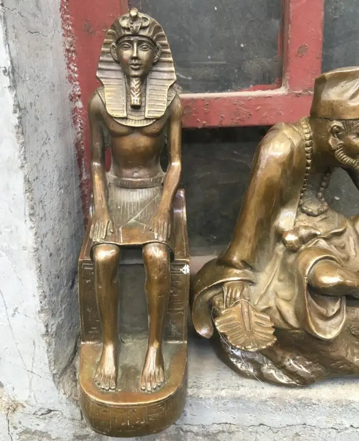 " фараоны древнего египетского бронзового искусства статуя сидя король тутанхамен скульптура Наполеона статуя, большой лидер Франции - Цвет: King
