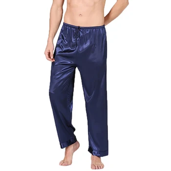 

BZEL 2019 Pajama Pants Men Silk Satin Pijama Hombre Male Long Pants Loose Sleepwear Pants Plus Size Man Sleep Bottoms Nightwear