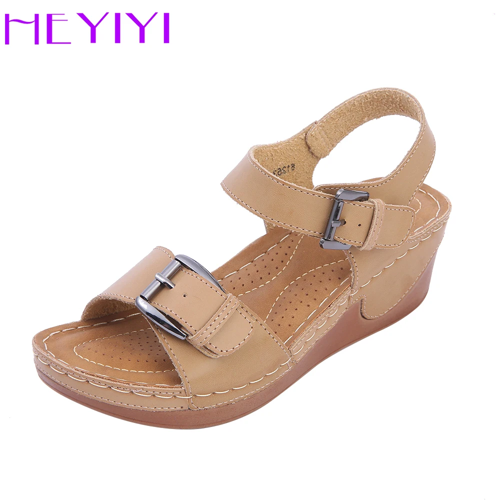 

Wedge Casual Sandals Women Shoes Casual Platform Buckle Strap Flat Shoes Comfortable Rome Style Lightweight Mama Shoes HEYIYI