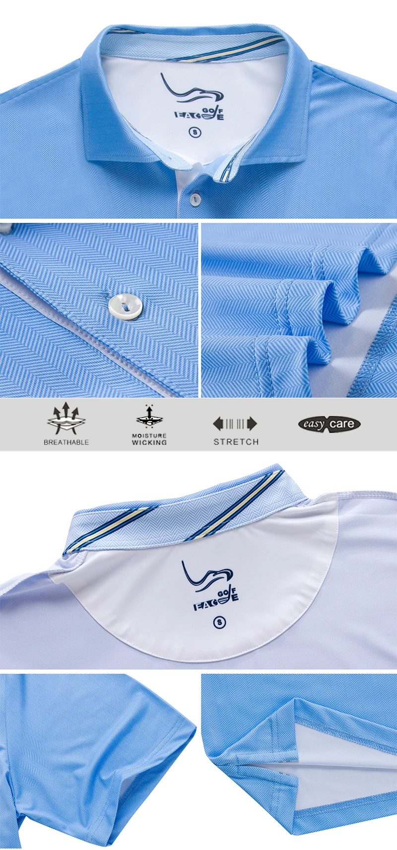 EAGEGOF Мужская быстросохнущая футболка для гольфа, мужская спортивная одежда с коротким рукавом, мягкая классическая цветная одежда