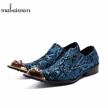 

Mabaiwan Fashion Casual Men Shoes Handmade Loafers Gold Metal Toe Slipper Slip On Wedding Party Dress Shoes Men Breathable Flats