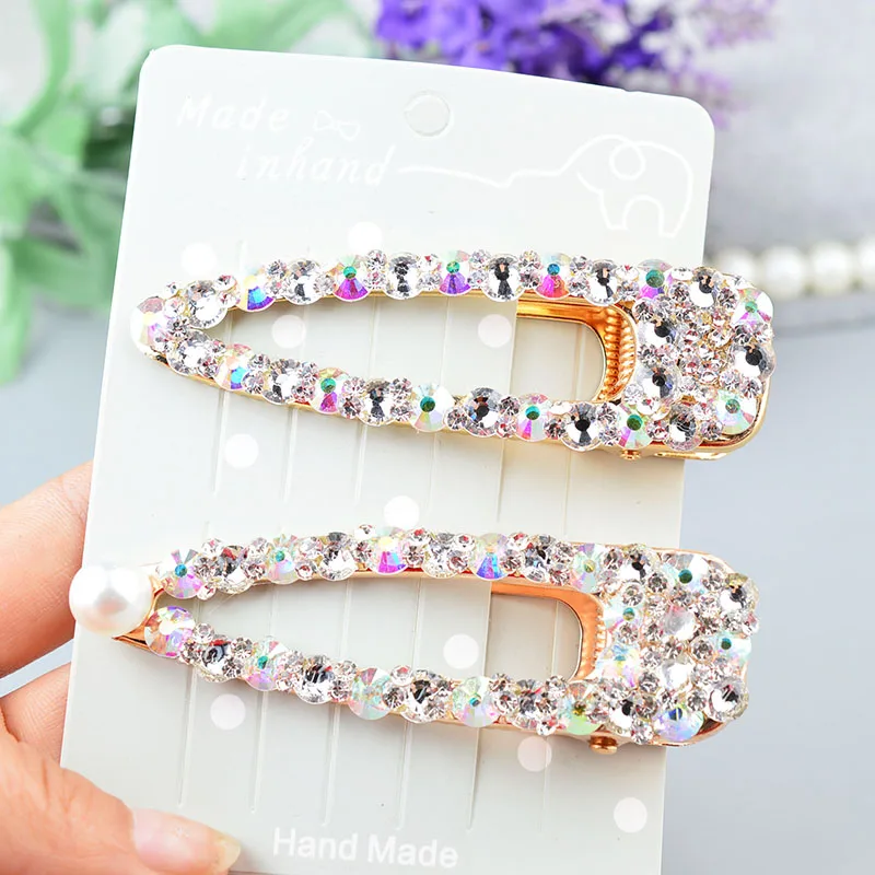 

2019 New Fashion Flash Luxury Temperament Full Crystal Pearl Elegant Women Barrettes Hair Clip Hairpin Hair Accessories A502