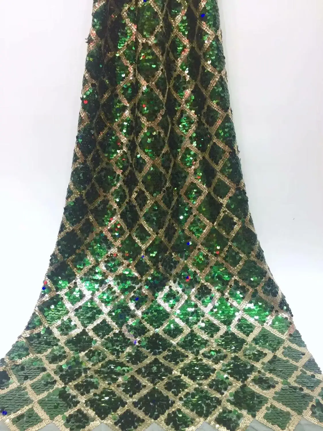 

High-end fashionable Emerald green Lace New Sequin Lace, High Quality Lace Dresses Fabric, Organza Dress Bridal Materials 5yards
