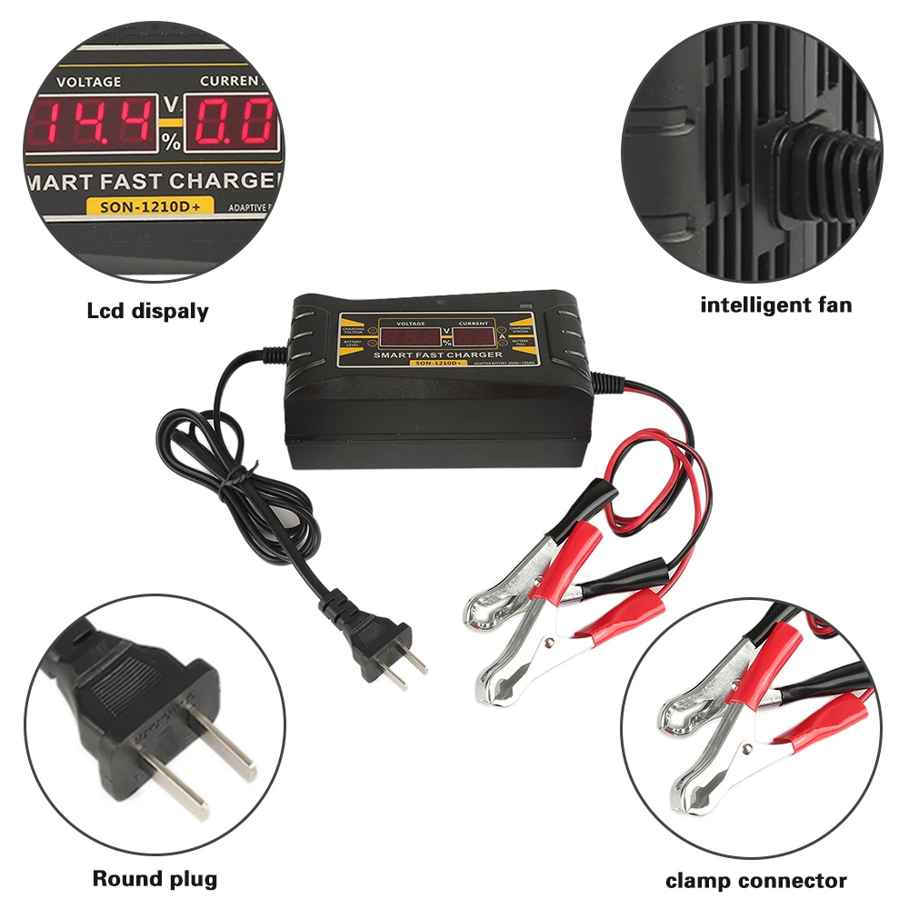 12V 10A автомобиля Батарея Зарядное устройство PRO 110V 240V светодиодный интеллигентая