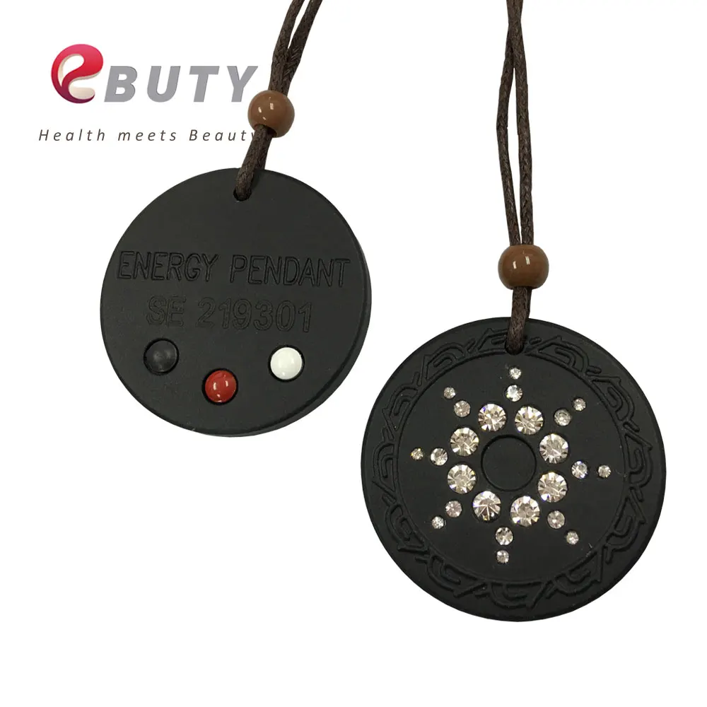 EBUTY вулканической лавы кулон Quantum pendant, фианиты, кристаллы, пихта шарик из Германия на спине черный ювелирные изделия для здоровья подарок с коробкой